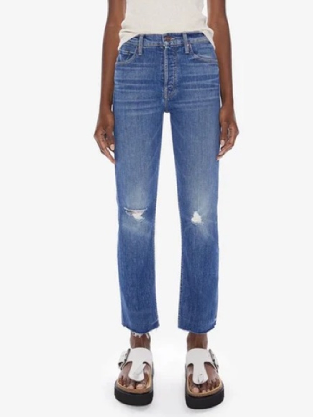 MOTHER The Tomcat Ankle Straight Leg Jeans Globe Trotter Denim Women’s Size 25